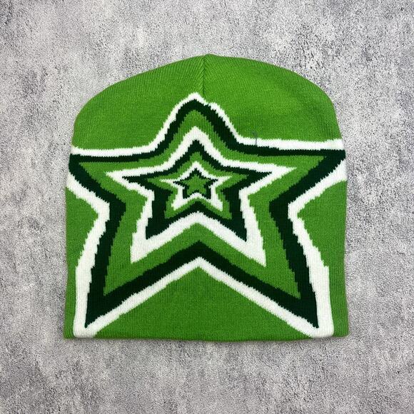 Y2k 2000s green star grunge beanie - Picture 6 of 7
